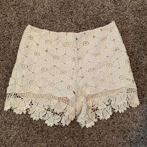 Cream lace shorts